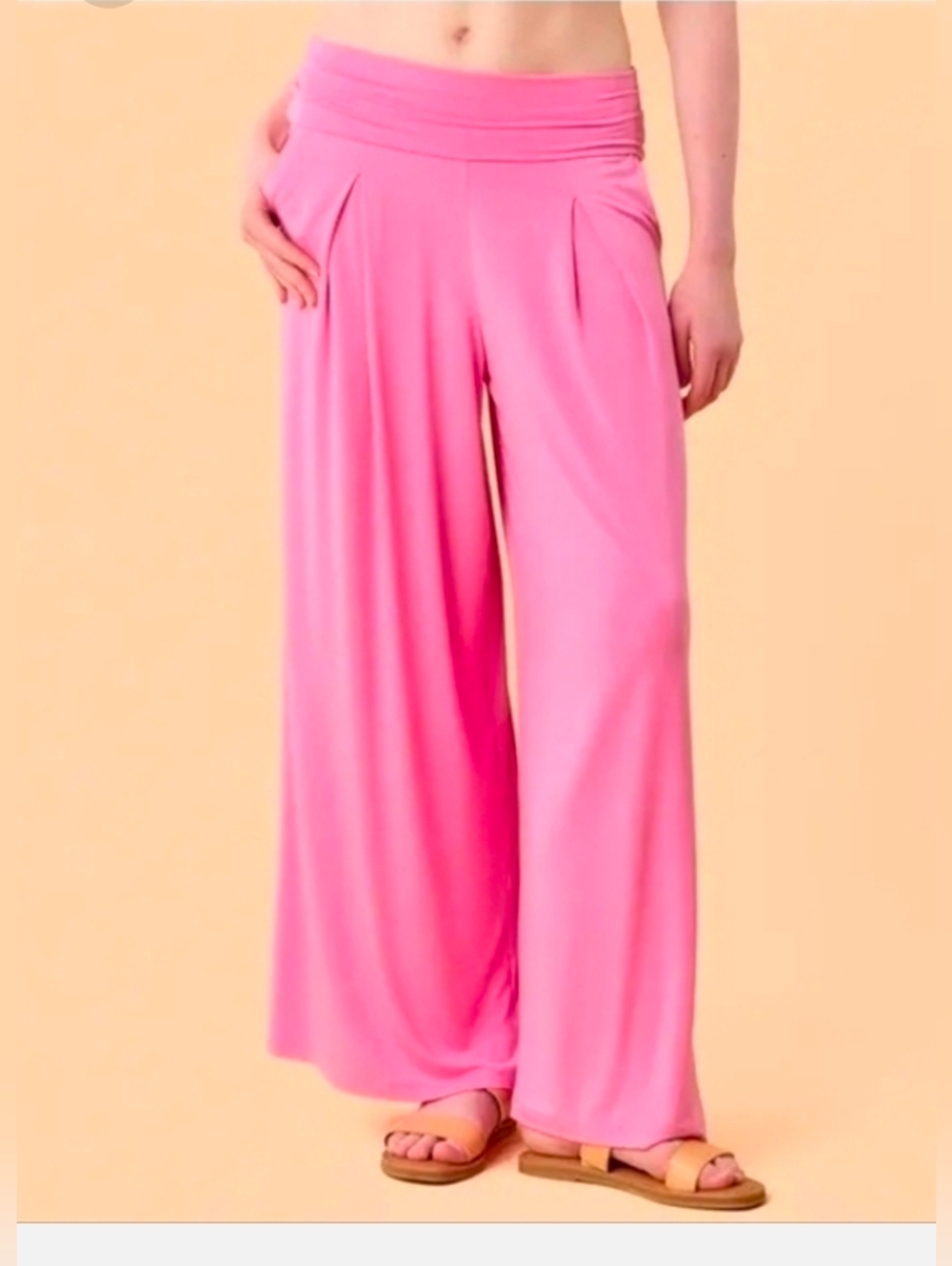 Blogilates Women's Homebody Foldover Wide Leg Pants, Pink
